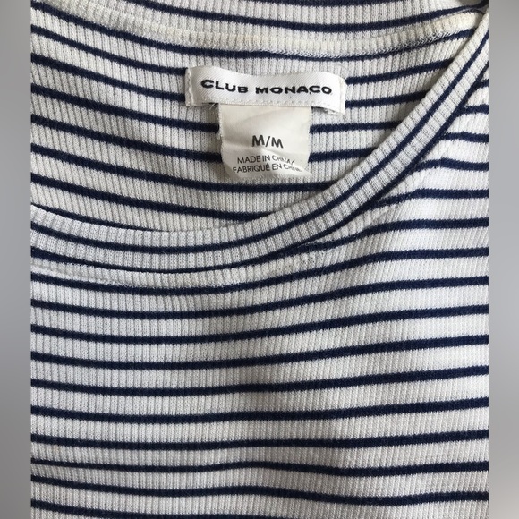 Club Monaco - White & Black Striped Midi T-Shirt Dress - Picture 7 of 7